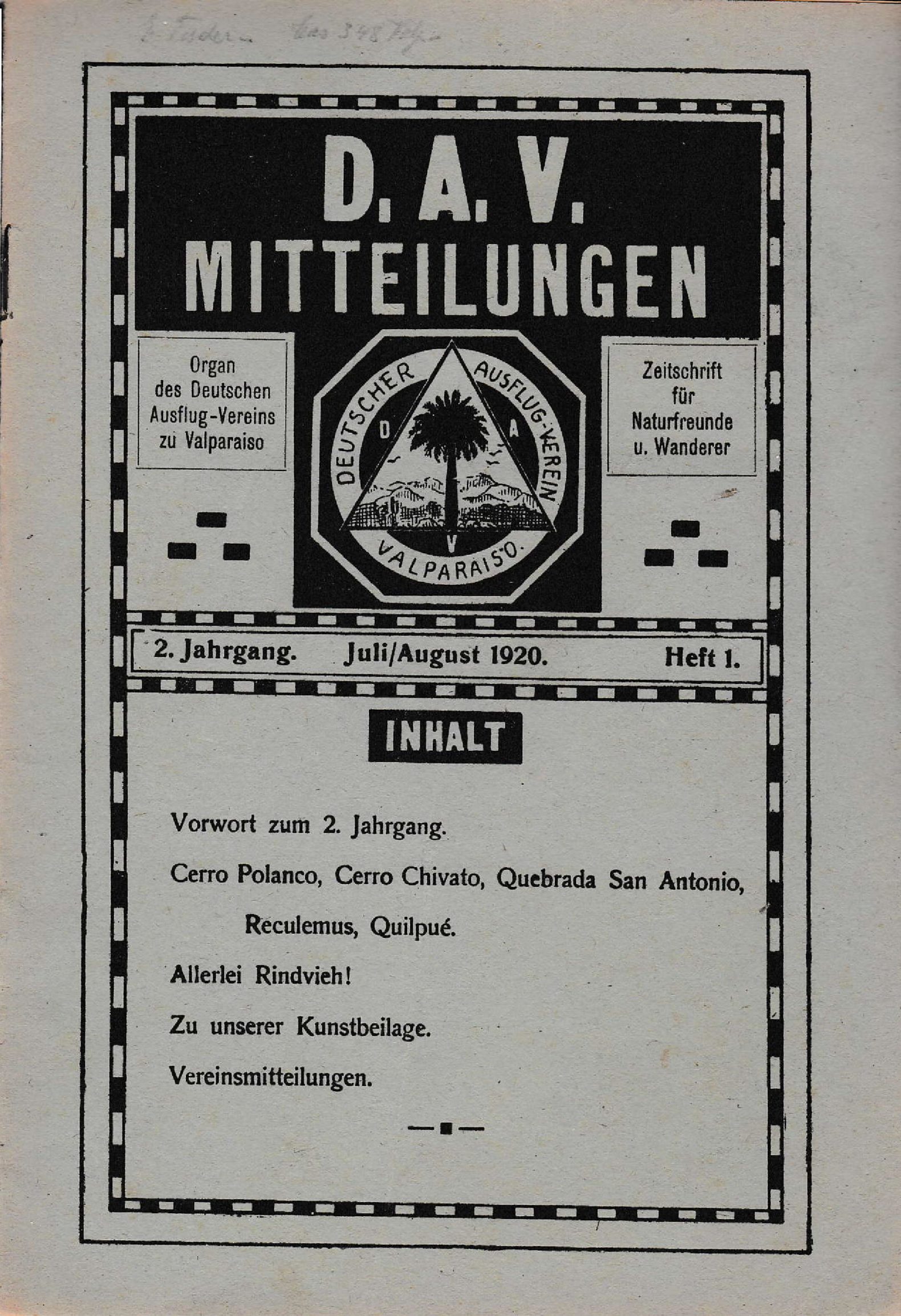 Revista Andina 1920 Heft 1